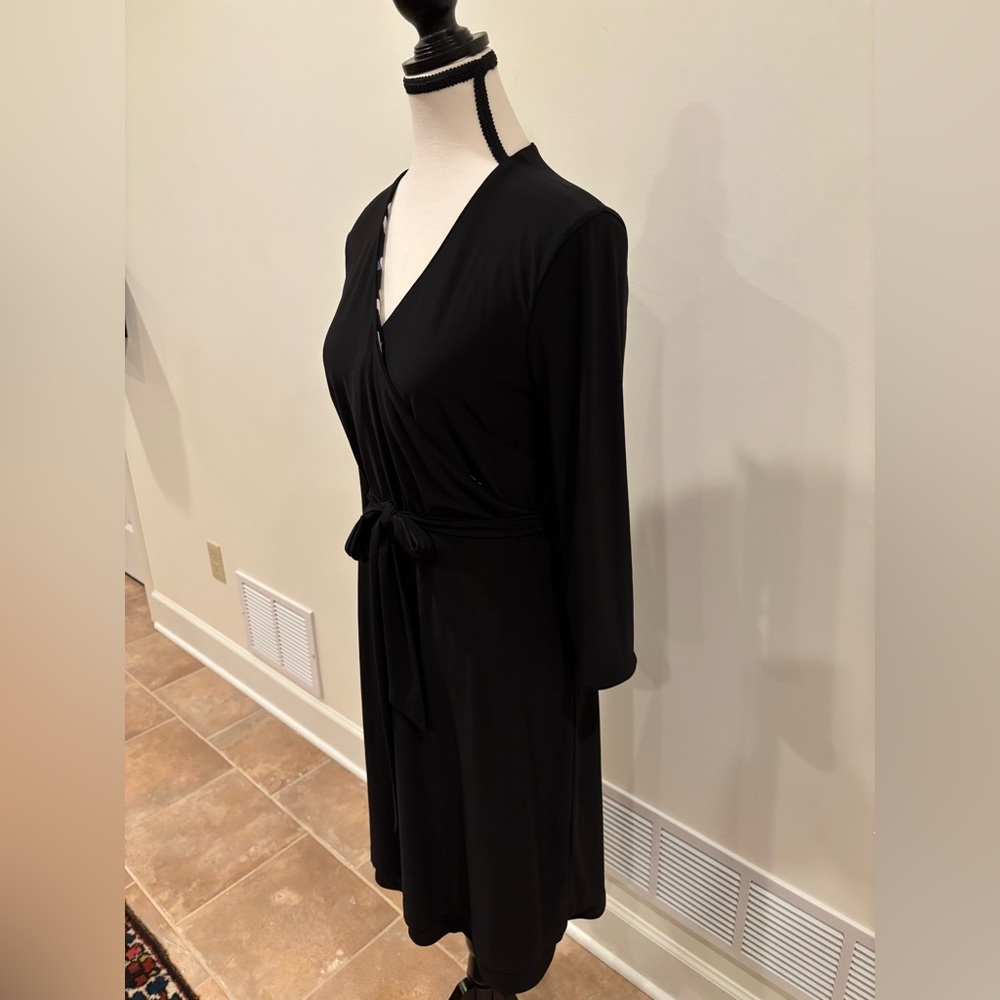 WHBM Faux Wrap Reversible Long Sleeve Jersey Dress-Black and Geometric, S - Picture 8 of 13